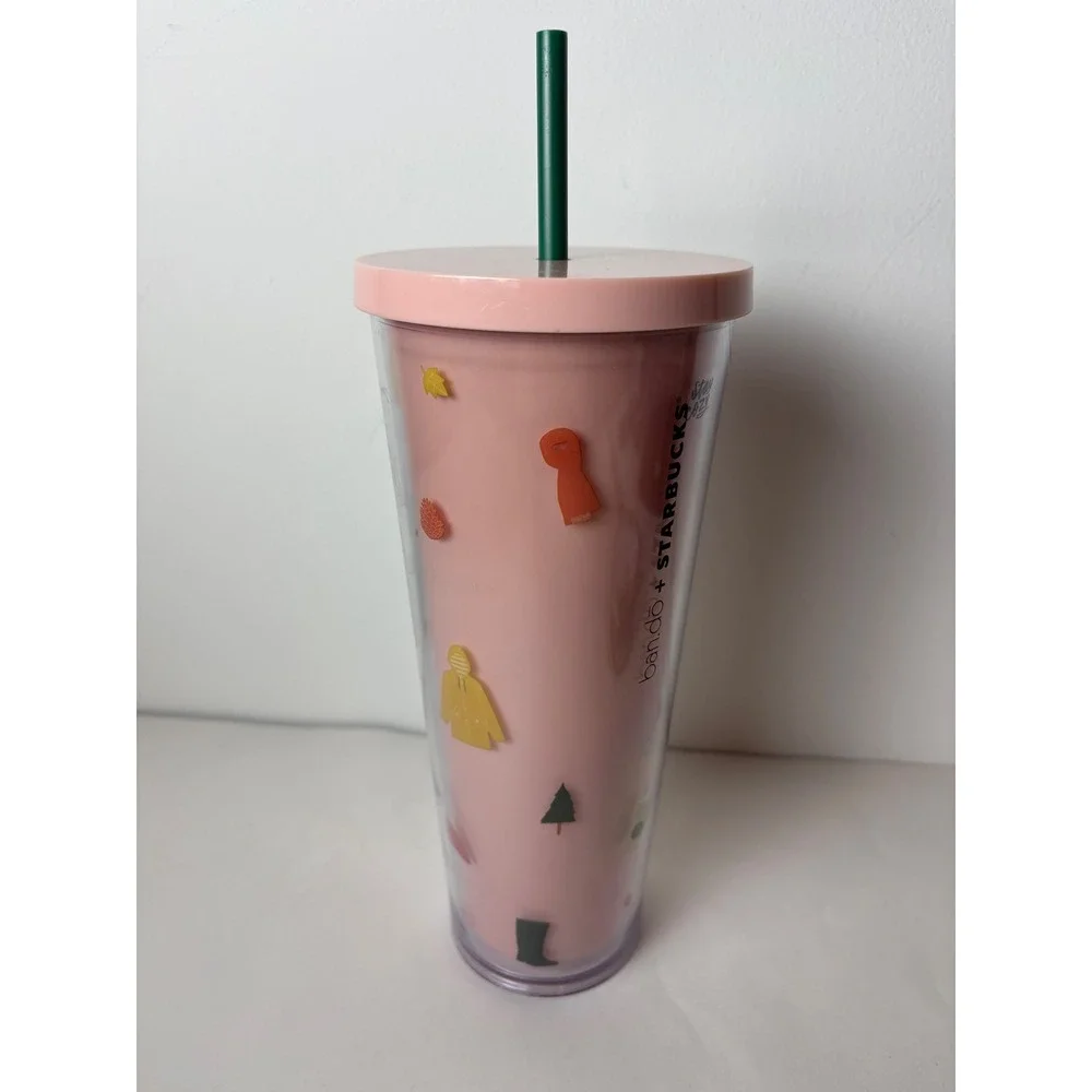 Starbucks‎ ban.do Fall Sweater Weather Pink Cold Cup Tumbler 24oz 2021 Limited